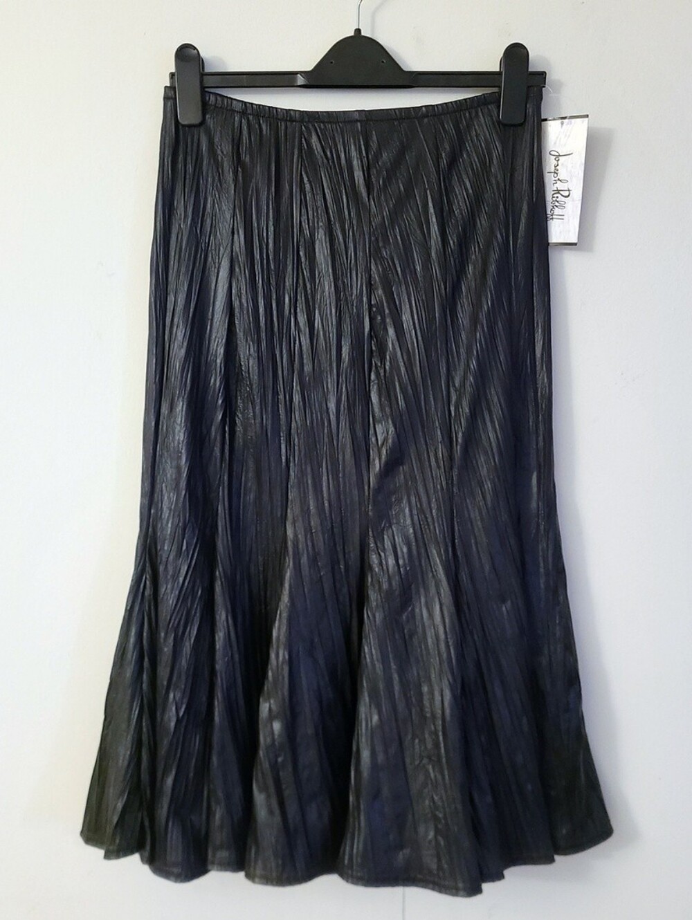 BNWT - Joseph Ribkoff - (Size 10) Blue Black Wet Look Women's Midi Skirt